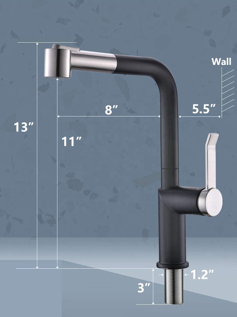 Neues Design Schwarze Wasserhähne Stahl Ausziehbare Küchenarmatur Küchenarmatur Waschbecken Wasserhahn