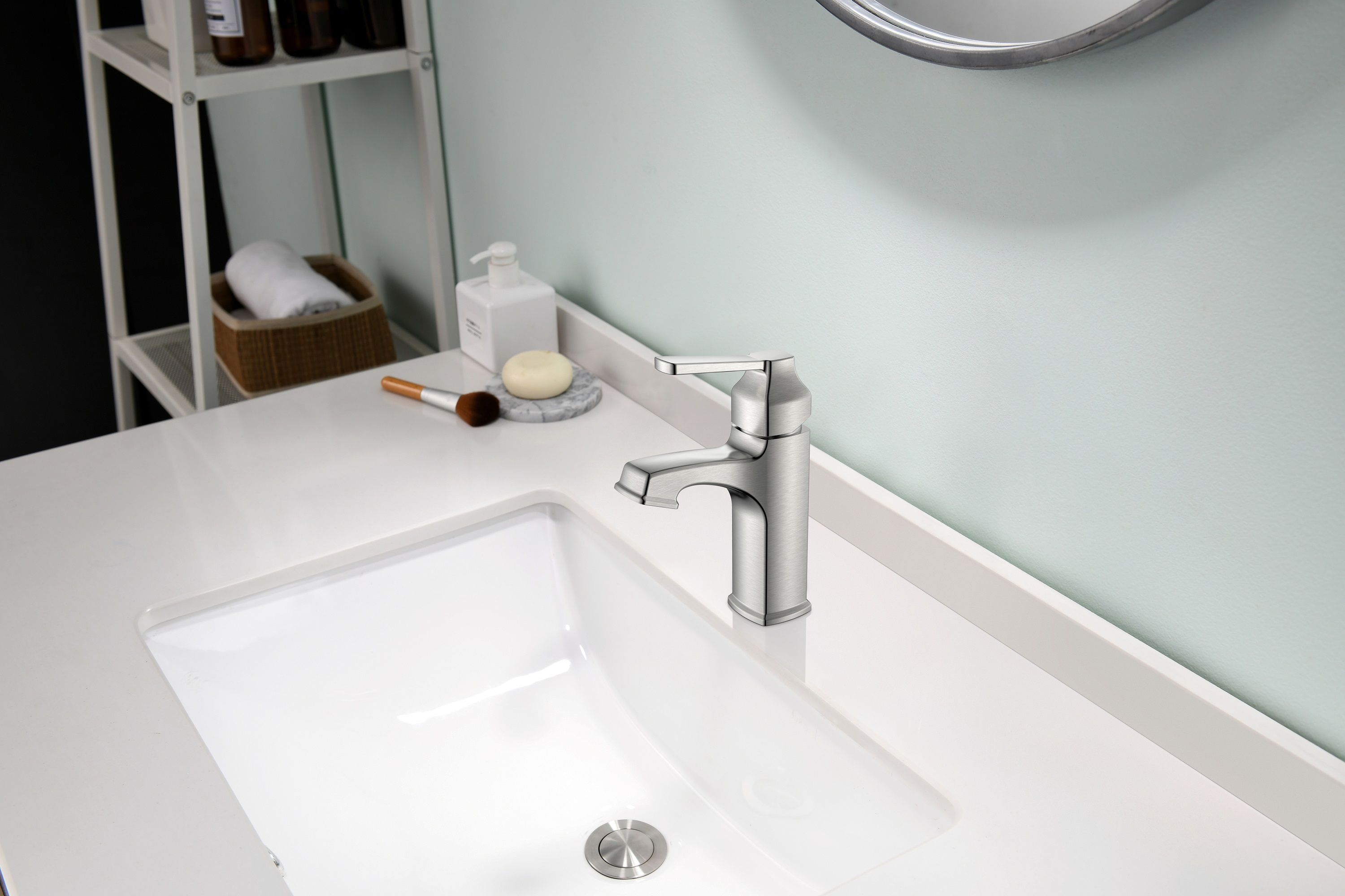 Chrom klassische quadratische Form Einhand-Waschtischarmatur für Badezimmer