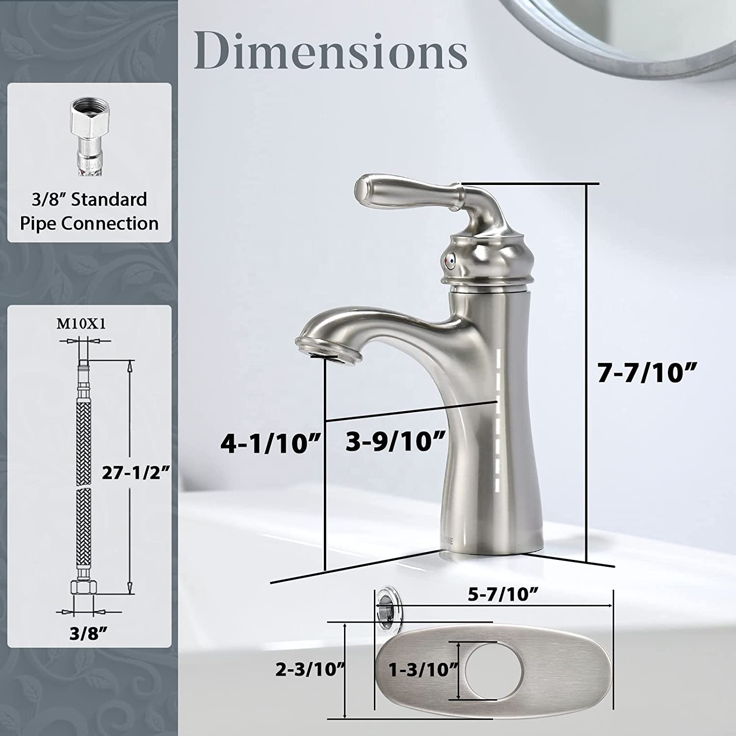 Becken-Badezimmer-Hahn-Hahn aus gebürstetem Nickel-Wasserhahn für Waschbecken im Badezimmer