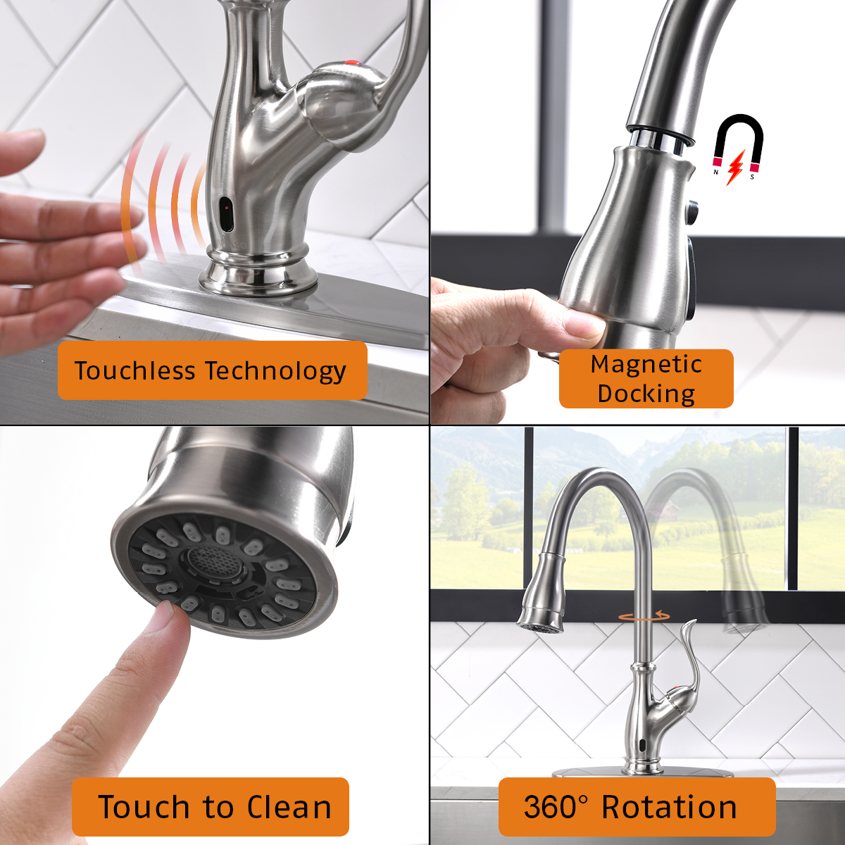 360 Rotation Wasserhahn Sensor Smart Touch Sensor Küchenarmatur Messing Waschbecken Wasserhahn