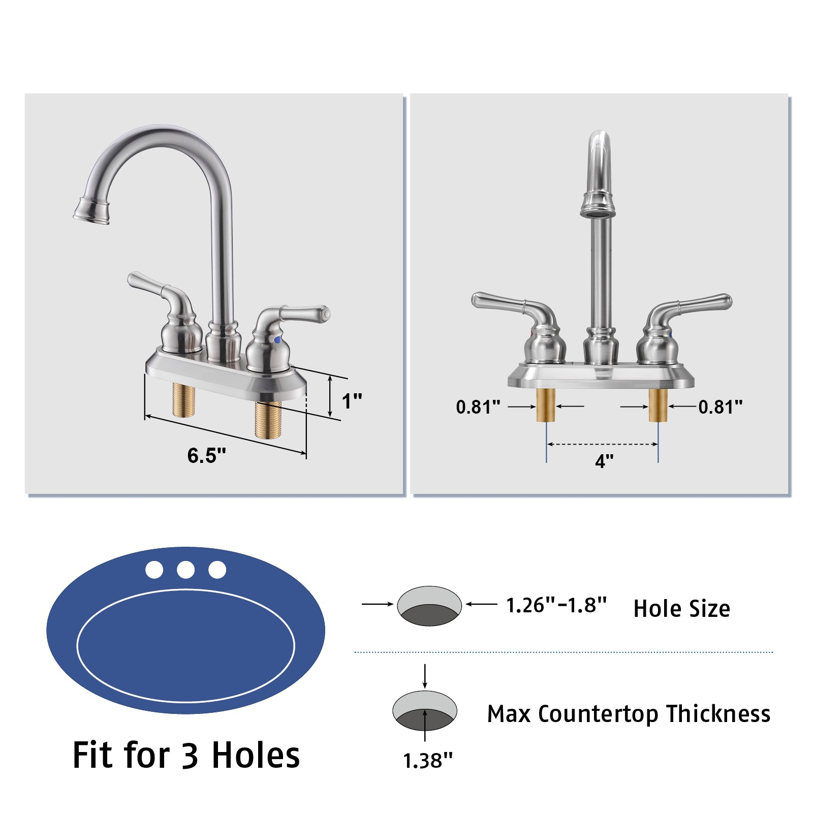 Moderner, eleganter Salon-Spa-Waschtischarmatur mit farbig gebürstetem Nickel, Antik-Messing-Waschtischarmaturen