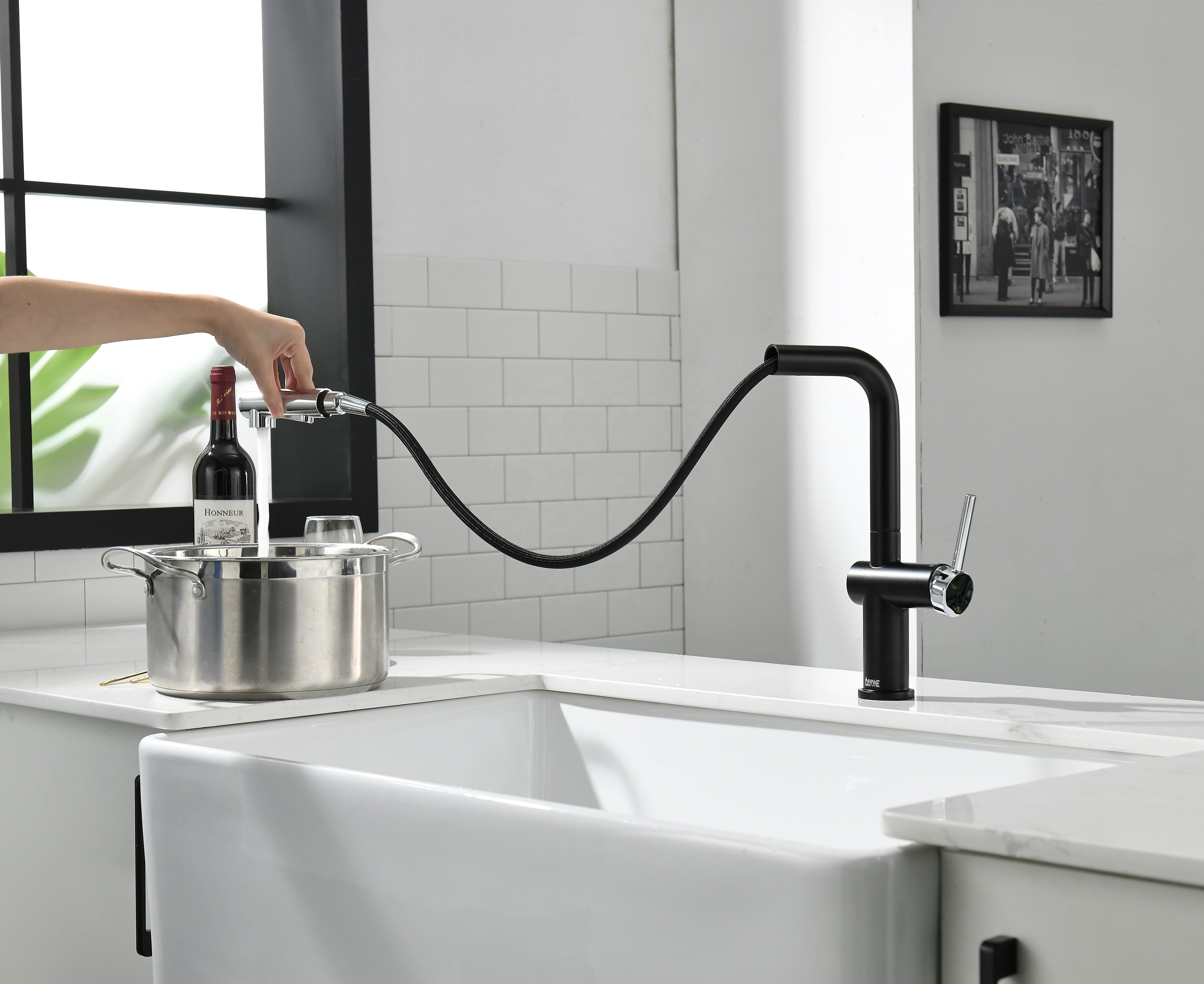 Wasserhahn Küche Schwarz Küchenspüle Wasserhahn mit ausziehbarem Sprüher Moderne Küchenarmatur