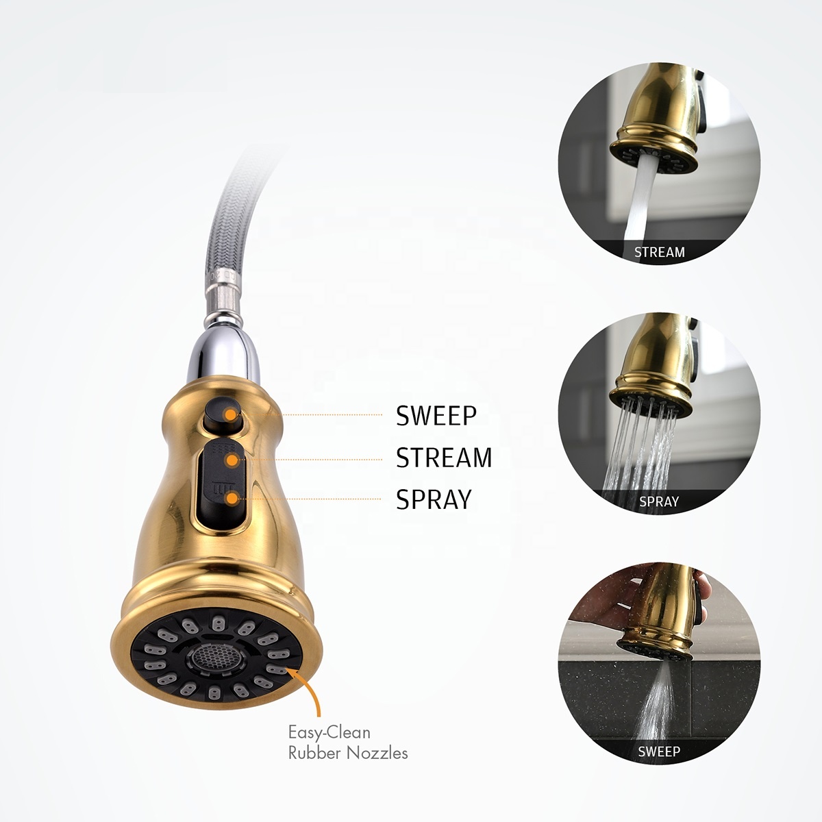 Luxus-Küchenarmatur, 360 drehbarer Küchenarmatur-Sprayer, Duschkopf, neuestes Design, robuste Küchenarmatur